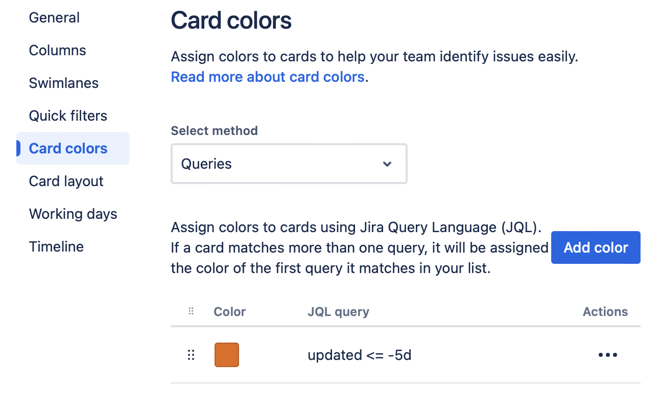 Screenshot of Jira configuration